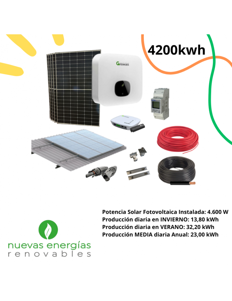 Kit Solar Autoconsumo 4200W 8300Wh Growatt